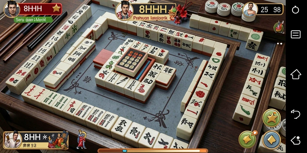 Tampilan menarik dari gameplay Mahjong di 8HHH.