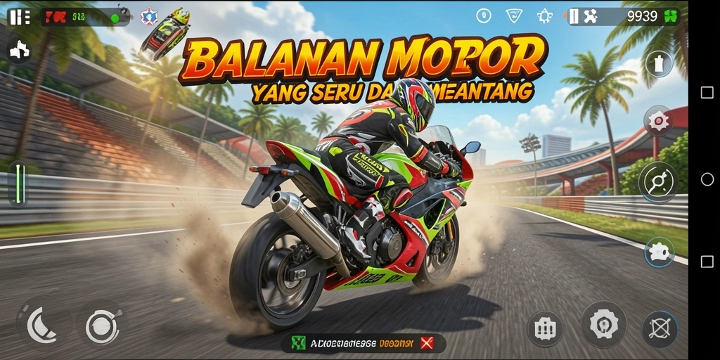 Gameplay balapan motor yang menegangkan dan seru di 9939.