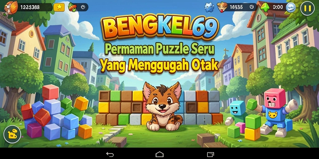 Tampilan gameplay menarik dari BENGKEL69 saat mencocokkan permata.