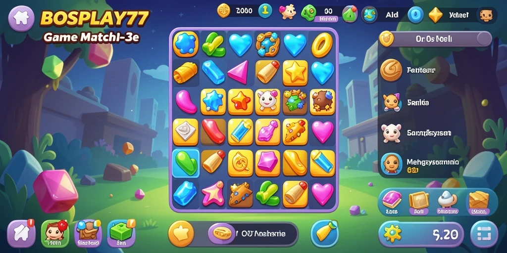 Tampilan gameplay seru dari BOSPLAY77 dalam kategori Match-3.