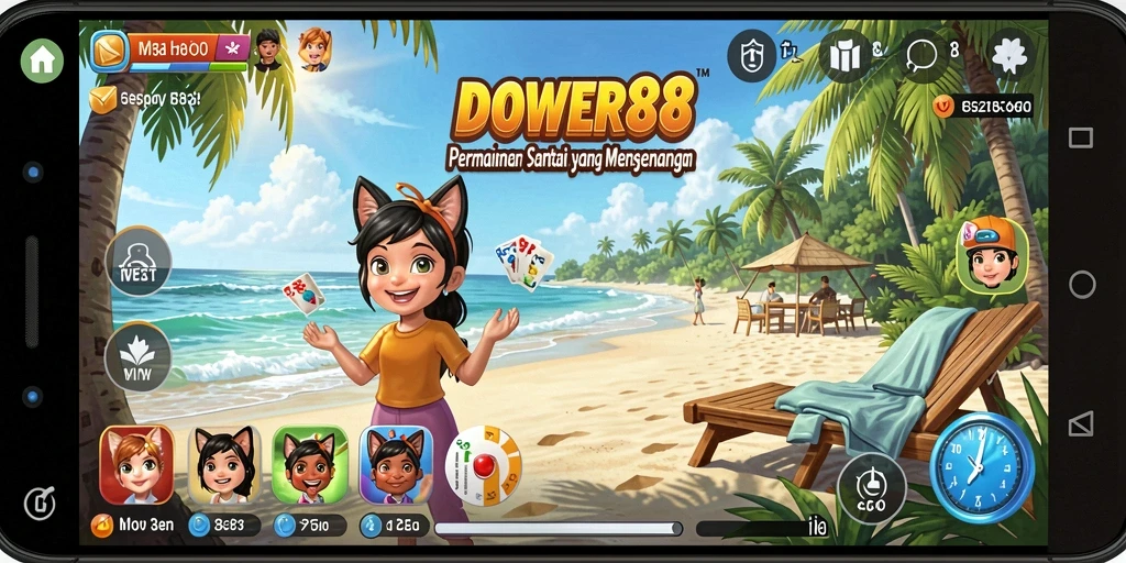 Tangkapan layar gameplay santai dari DOWER88 yang penuh warna.