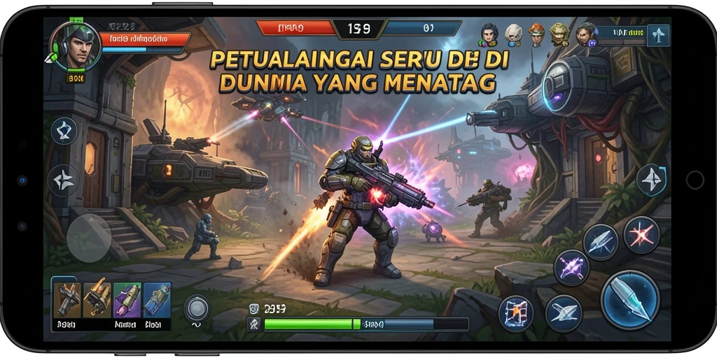 Screenshot utama DS99 menampilkan gameplay penuh aksi dalam petualangan menarik.