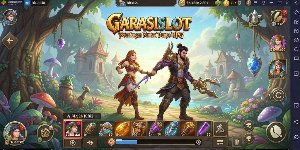 Tangkapan layar GARASISLOT menunjukkan aksi seru dalam pertempuran RPG.