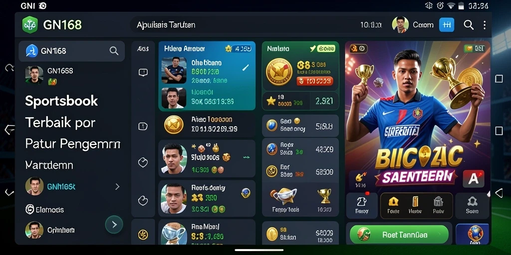 Screenshot utama GN168 menampilkan antarmuka taruhan olahraga yang menarik.