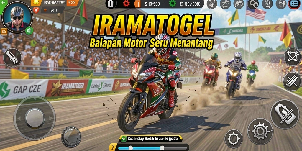Screenshot menunjukkan pengalaman balapan seru di IRAMATOGEL.