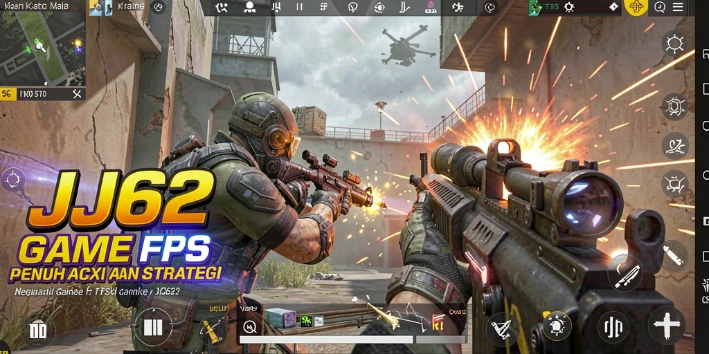 Screenshot gameplay JJ62 menampilkan aksi tembak-menembak yang seru dan mendebarkan.