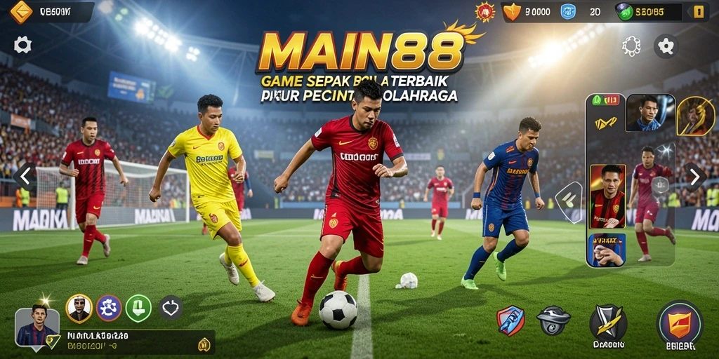 Tampilan gameplay seru di MAIN88 saat pertandingan sepak bola berlangsung.