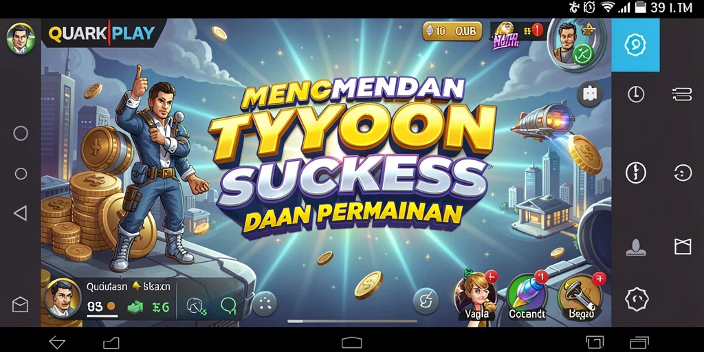 Tangkapan layar gameplay QUARKPLAY menampilkan strategi bisnis yang mendebarkan.