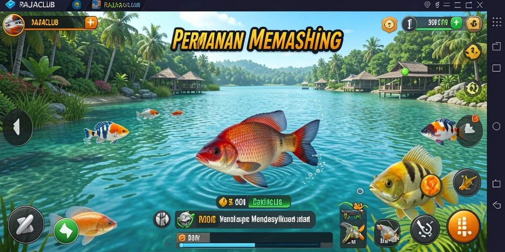 Gameplay menarik RAJACLUB dengan pengalaman memancing yang seru.