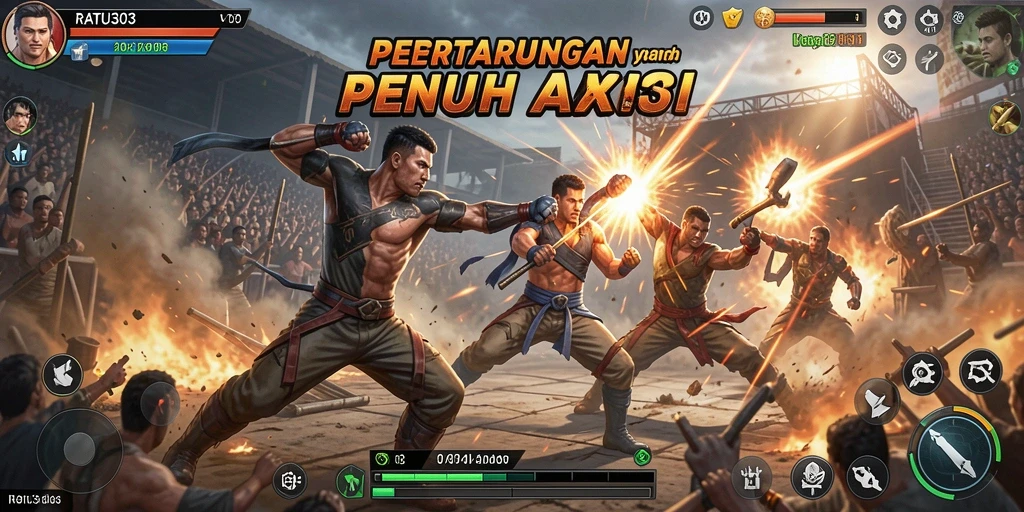 Gameplay Fighting epik dengan karakter yang beragam dan seru.