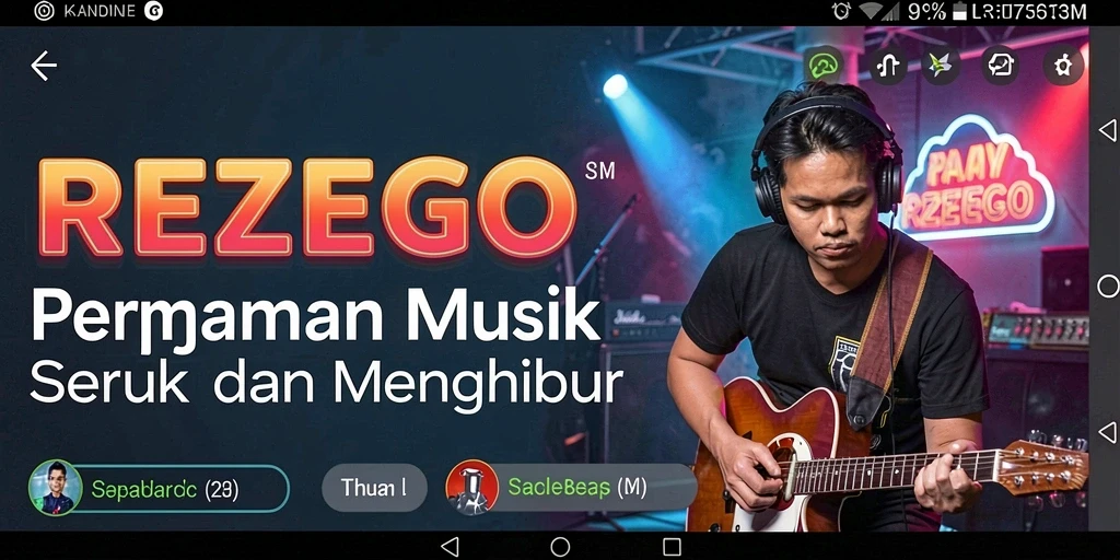 Screenshot gameplay REZEGO menampilkan suasana seru dalam permainan musik.