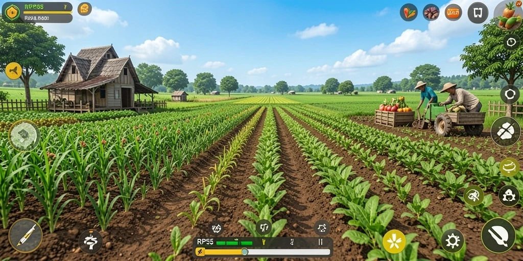 Tampilan gameplay RP55 yang seru dengan elemen pertanian.