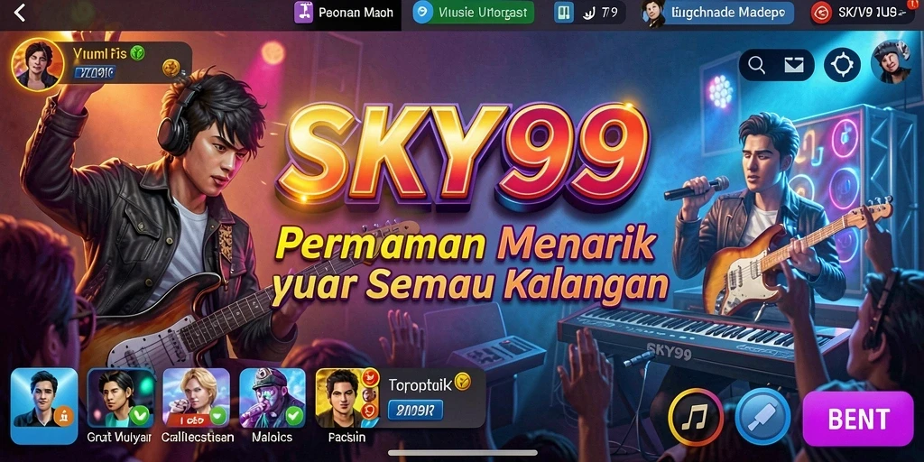Tampilan menarik dari gameplay SKY99 dengan berbagai lagu.