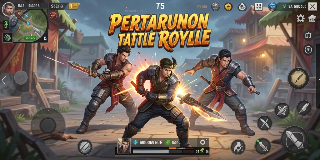 Tangkapan layar menunjukkan aksi epik dalam pertempuran Battle Royale.