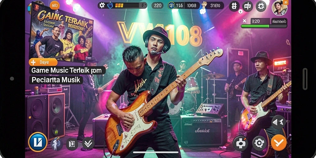 Tampilan gameplay VW108 yang menarik dan interaktif dengan berbagai lagu.