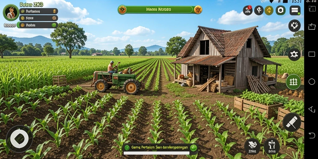 Tampilan menarik gameplay ZK3 dengan berbagai tanaman dan hewan.